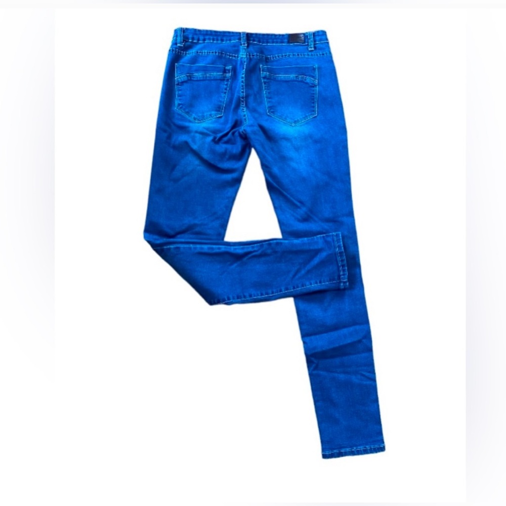 April Girl Skinny Stretchy High Ankle Denim Jeans Indigo Dark Distressed Wash 9